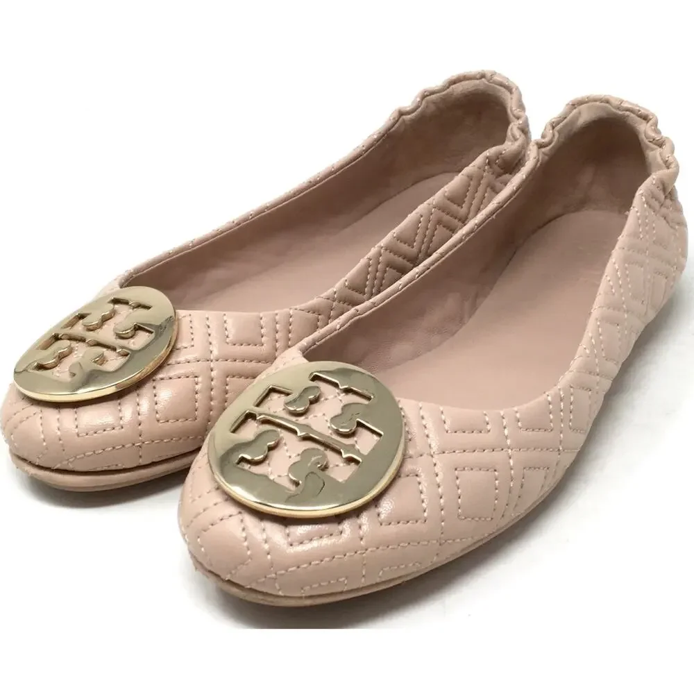Tory Burch Quilted Minnie Women's Size 7M Light Pink Ballet Flat Slip-On Shoes